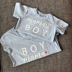 Boy Mama Mama’s Boy Matching T Shirt Set Light Blue XS 4T